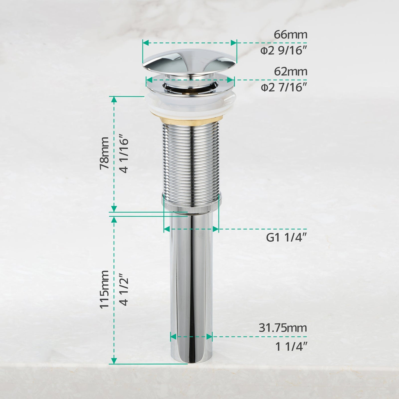 Metora Bathroom Sink Pop Up Drain Stopper Without Overflow-D01