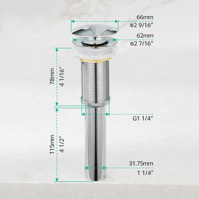 Metora Bathroom Sink Pop Up Drain Stopper Without Overflow-D01