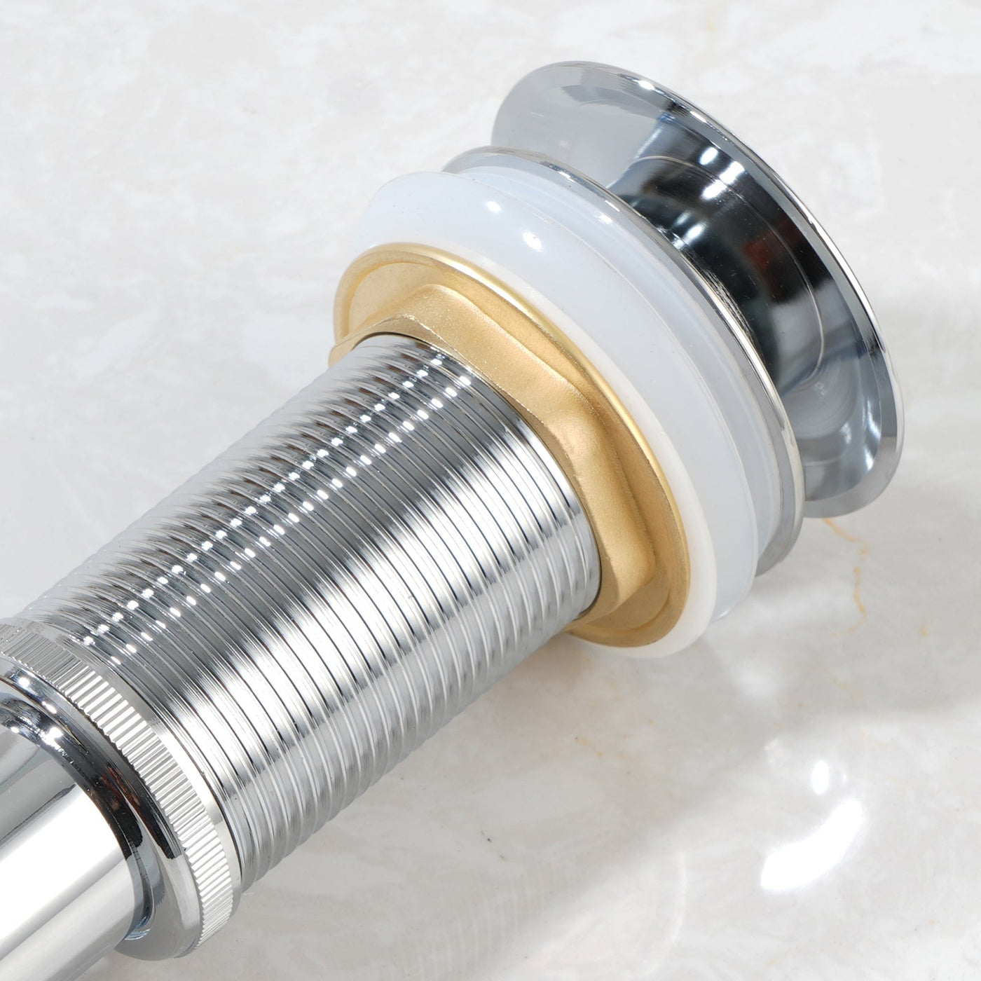 Metora Single-Hole Rotatable Faucet with Temperature Display-BF2204 with Pop-up Bathroom Sink Drain Stopper Without Overflow-D01