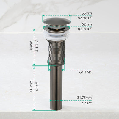 Metora Bathroom Sink Pop Up Drain Stopper Without Overflow-D01