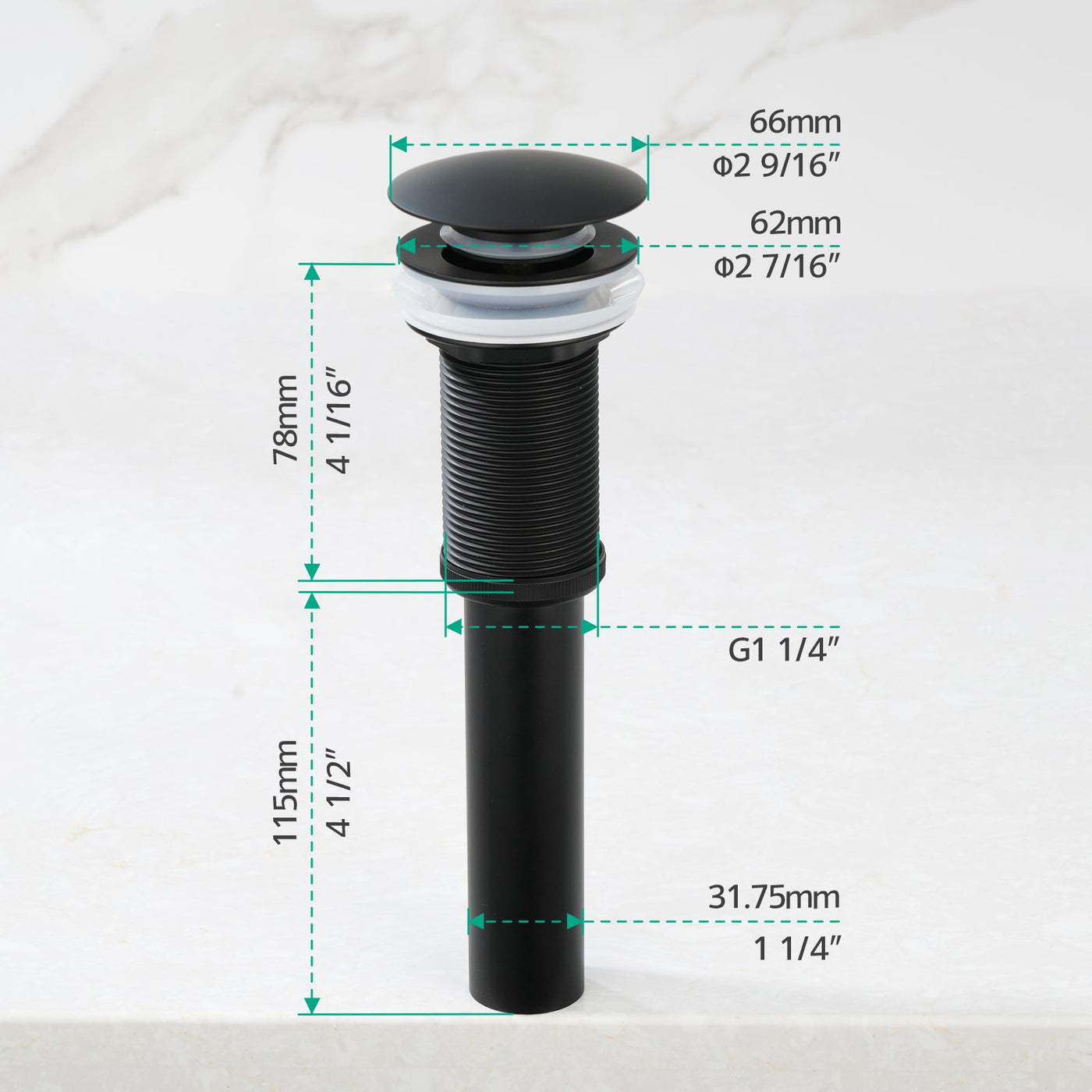 Metora Single-Hole Rotatable Faucet with Temperature Display-BF2204 with Pop-up Bathroom Sink Drain Stopper Without Overflow-D01