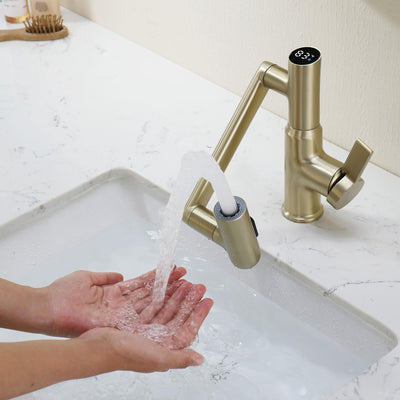 Recertified-Metora Single-Hole Rotatable Faucet with Temperature Display-BF2204-US