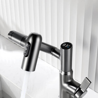 Recertified-Metora Single-Hole Rotatable Faucet with Temperature Display-BF2204-US