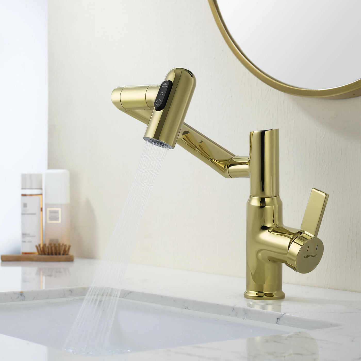 Recertified-Metora Single-Hole Rotatable Faucet with Temperature Display-BF2204-US
