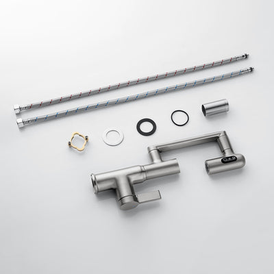 Metora Stainless Steel Round Countertop Bathroom Vessel Sink-BVS2401 with Single-Hole Rotatable Bathroom Faucet-BF2204