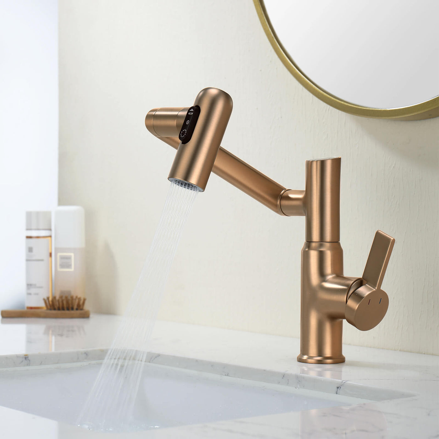 Recertified-Metora Single-Hole Rotatable Faucet with Temperature Display-BF2204-US