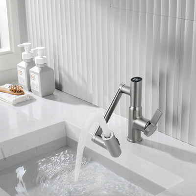 Recertified-Metora Single-Hole Rotatable Faucet with Temperature Display-BF2204-US