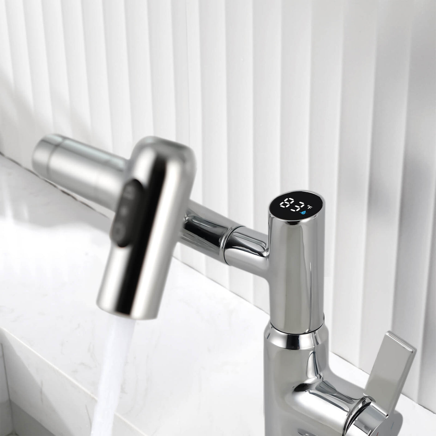 Recertified-Metora Single-Hole Rotatable Faucet with Temperature Display-BF2204-US