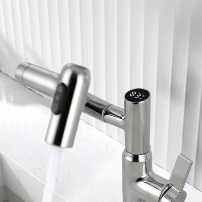 Recertified-Metora Single-Hole Rotatable Faucet with Temperature Display-BF2204-US