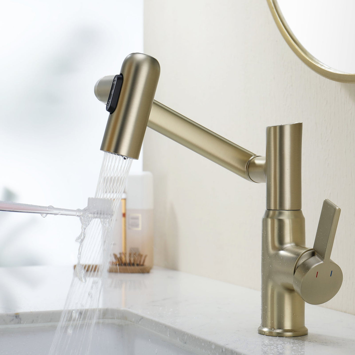 Recertified-Metora Single-Hole Rotatable Faucet with Temperature Display-BF2204-US