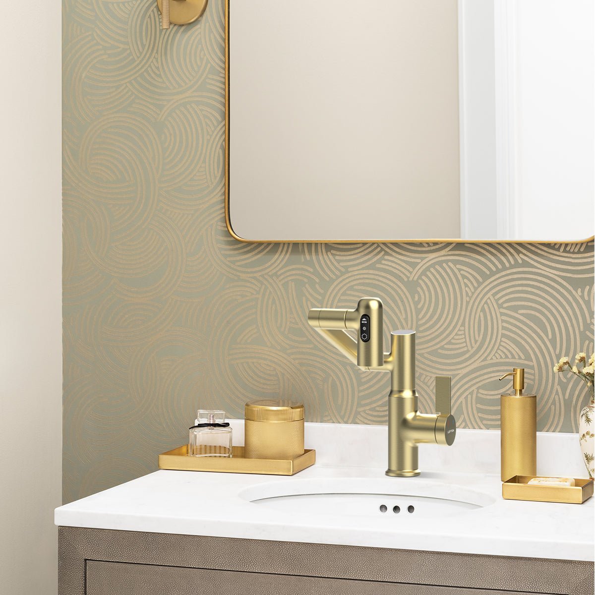 Recertified-Metora Single-Hole Rotatable Faucet with Temperature Display-BF2204-US