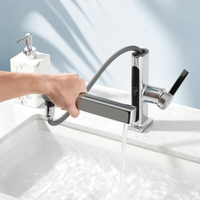 Metora Single-Hole Pull-Out Faucet with Temperature Display-BF2206