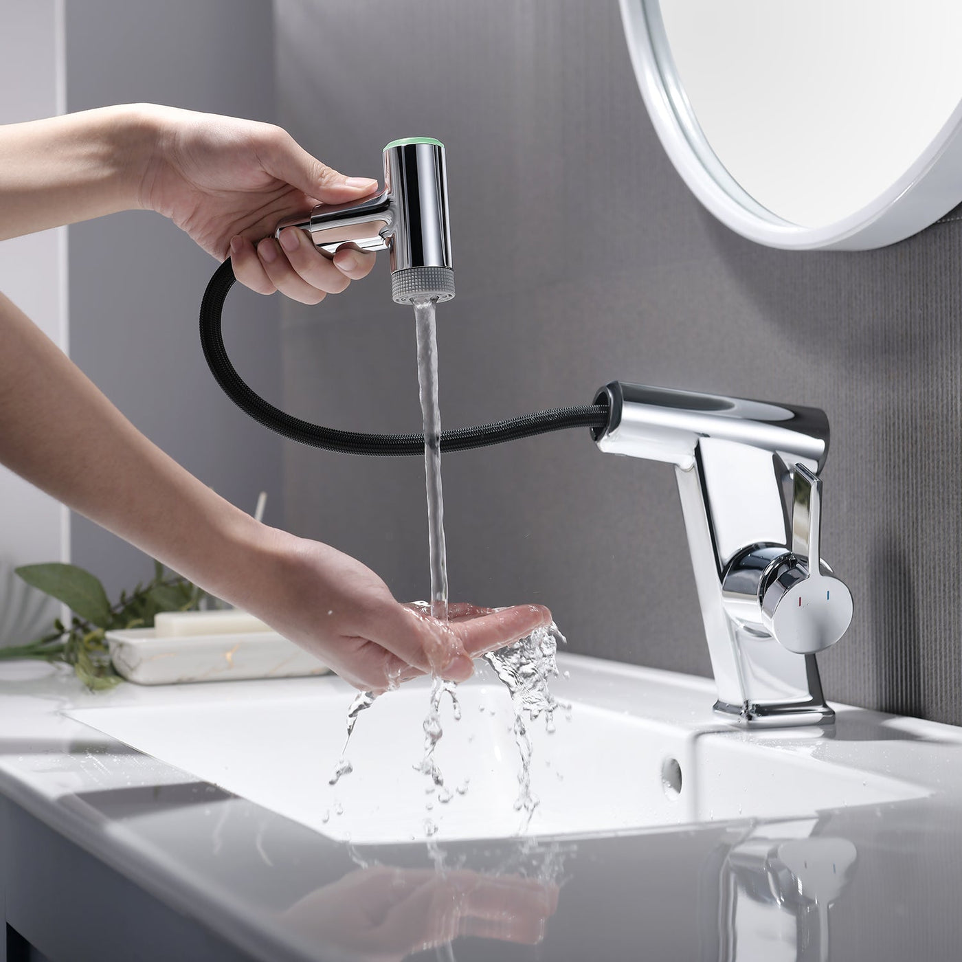 Metora Pull-Out Faucet with Temperature Display & LED Light - BF2207
