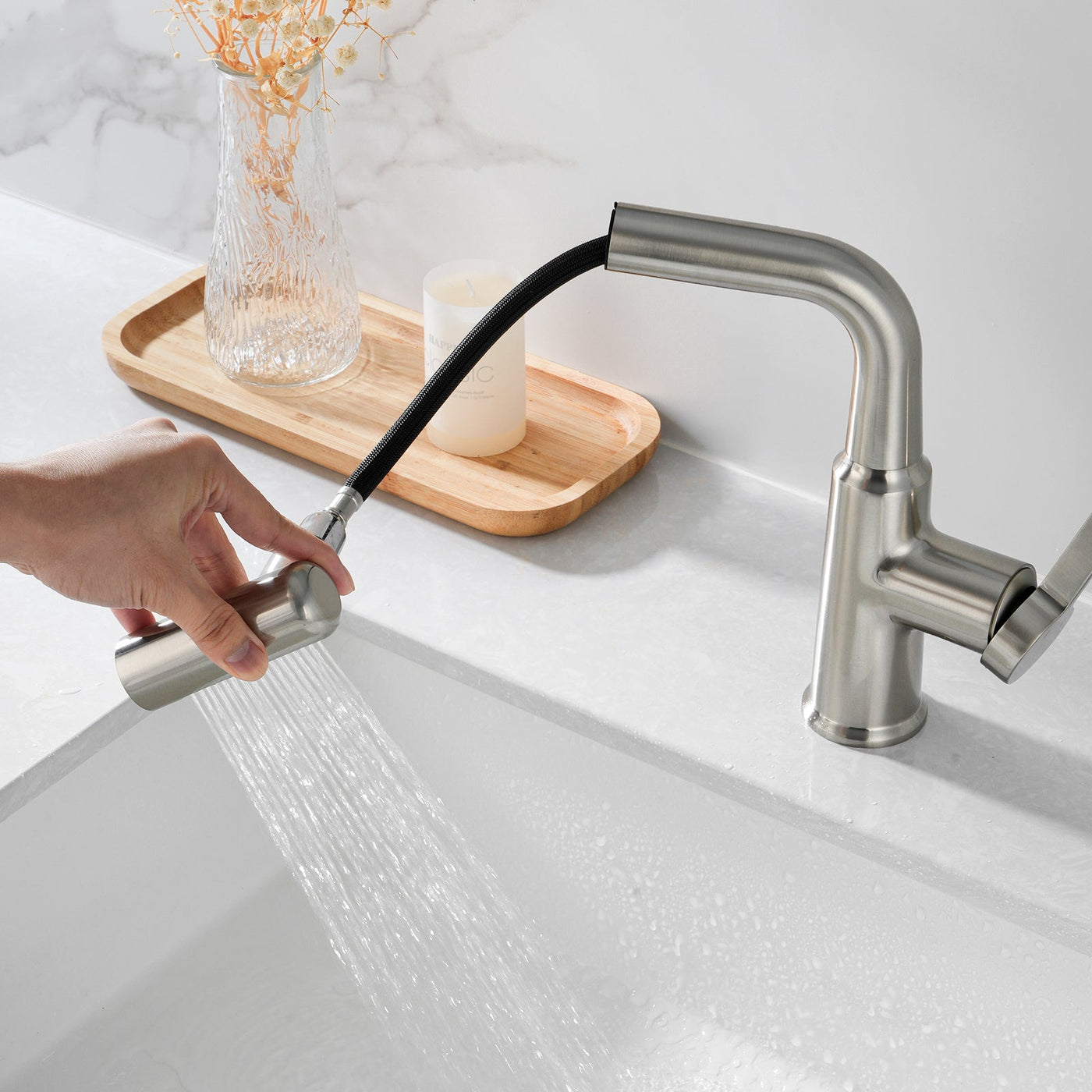 Metora Single-Hole Waterfall & Pull-Out Liftable Bathroom Faucet-BF2209