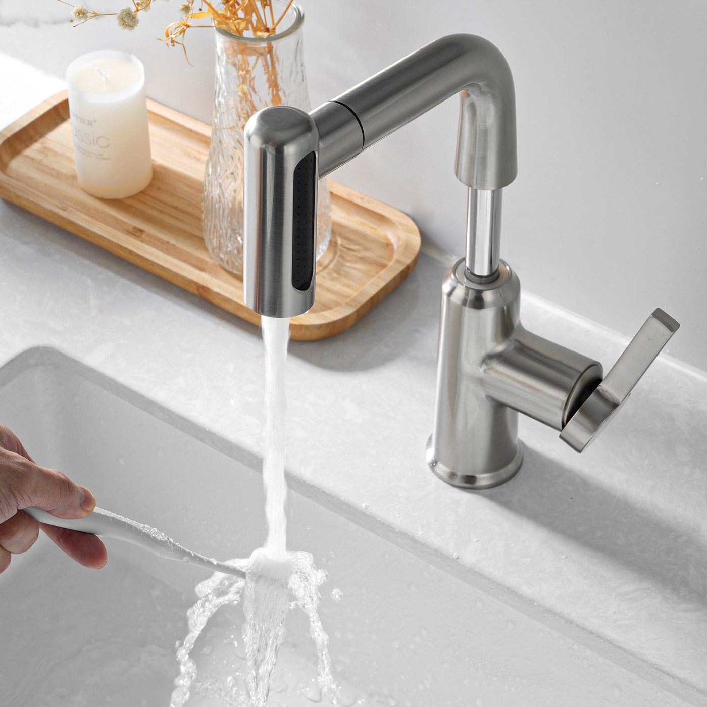 Metora Single-Hole Waterfall & Pull-Out Liftable Bathroom Faucet-BF2209