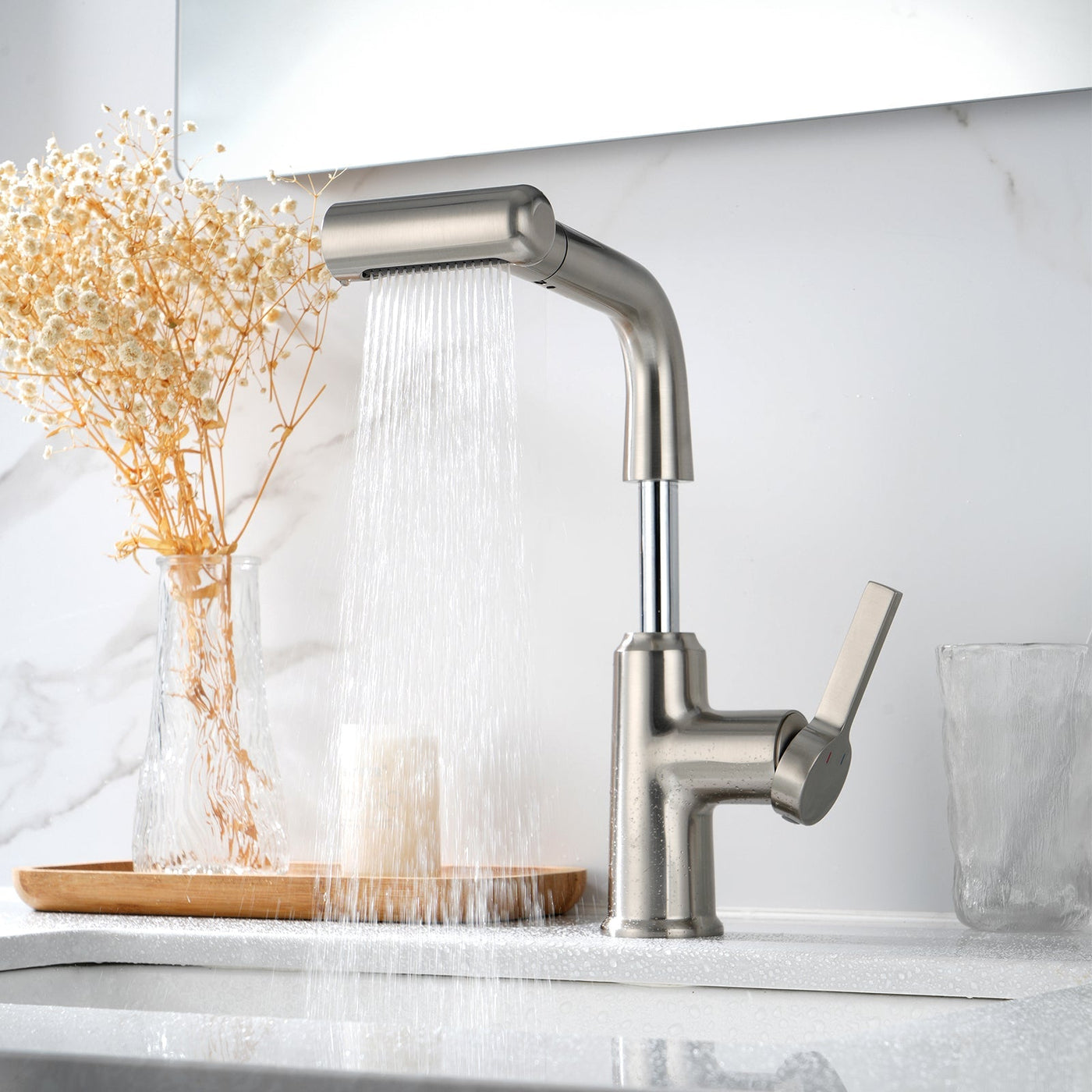 Metora Single-Hole Waterfall & Pull-Out Liftable Bathroom Faucet-BF2209