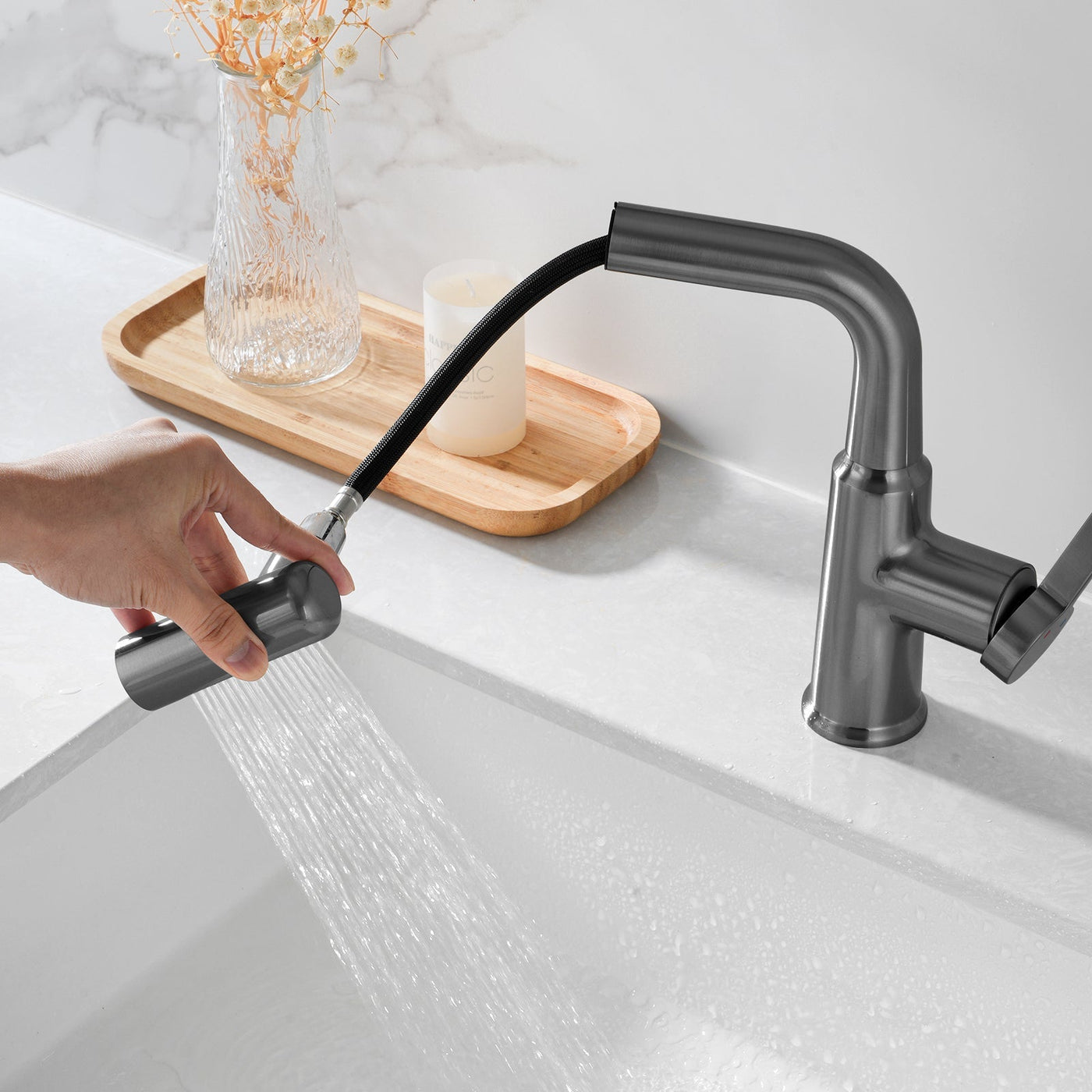 Metora Single-Hole Waterfall & Pull-Out Liftable Bathroom Faucet-BF2209