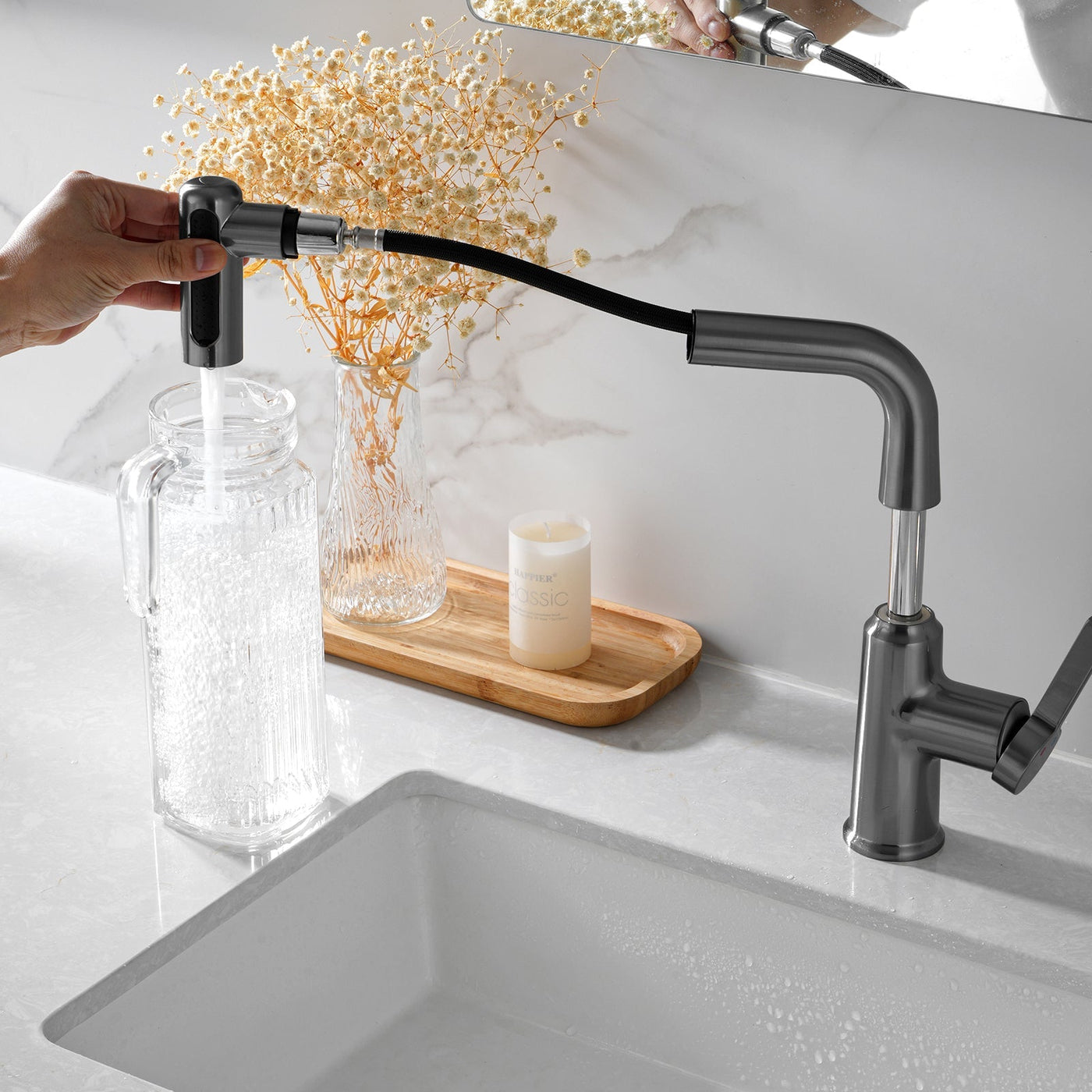 Metora Single-Hole Waterfall & Pull-Out Liftable Bathroom Faucet-BF2209
