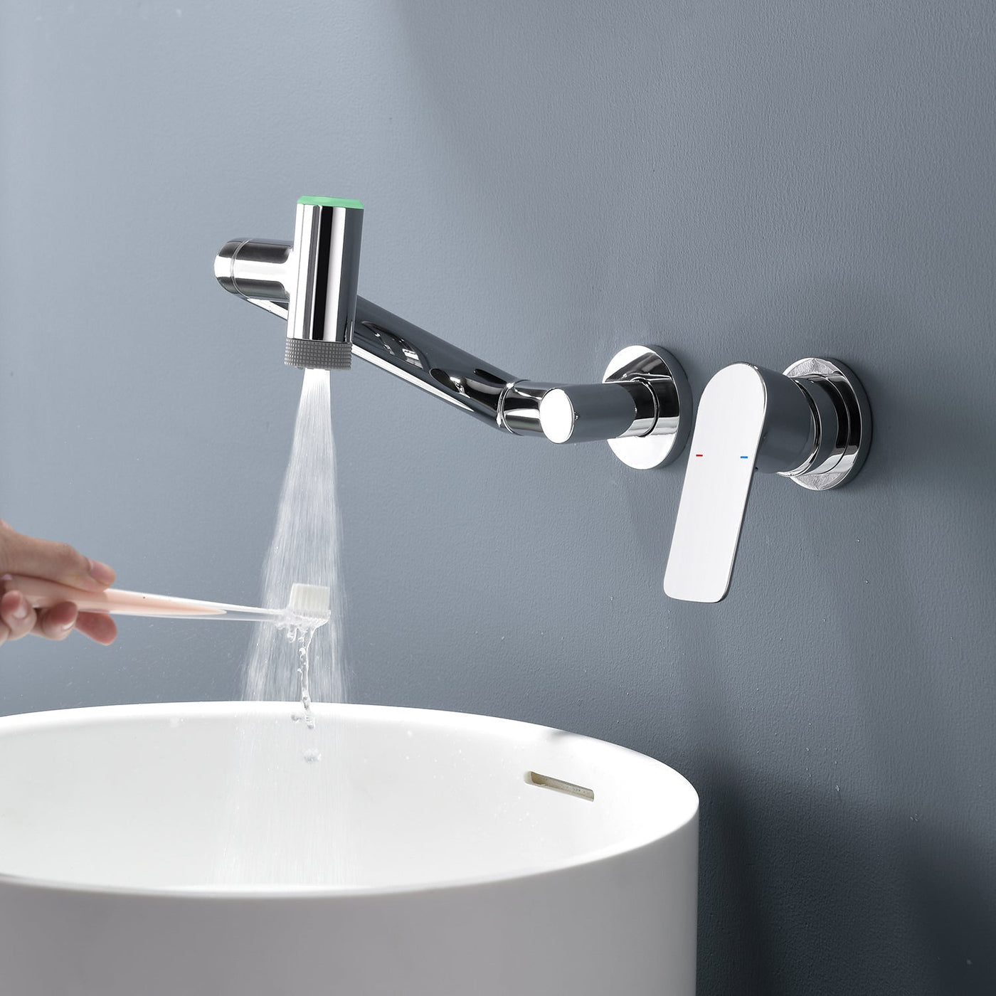 Metora Single-Handle Wall Mount Bathroom Faucet with Temperature Display-BFWM2401