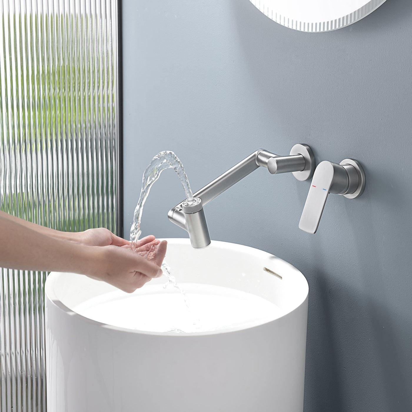 Metora Single-Handle Wall Mount Bathroom Faucet with Temperature Display-BFWM2401