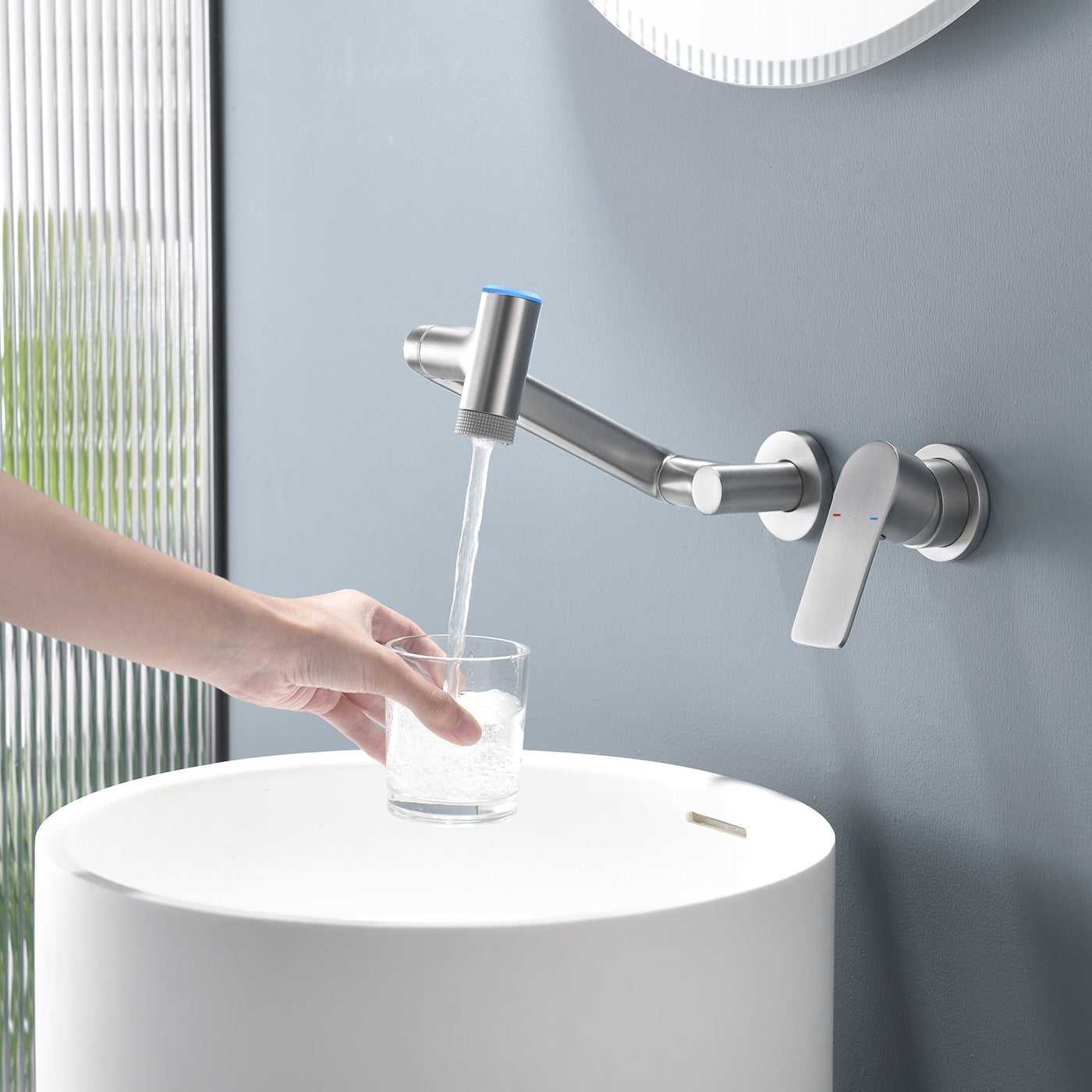 Metora Single-Handle Wall Mount Bathroom Faucet with Temperature Display-BFWM2401