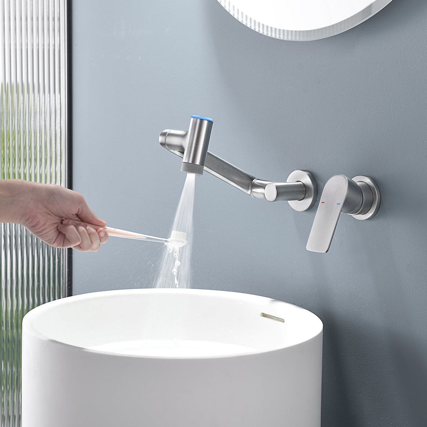Metora Single-Handle Wall Mount Bathroom Faucet with Temperature Display-BFWM2401