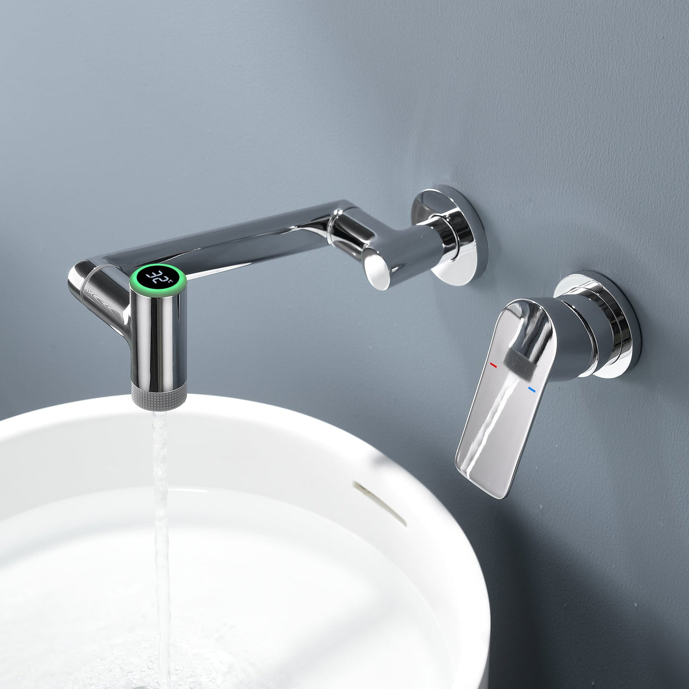 Metora Single-Handle Wall Mount Bathroom Faucet with Temperature Display-BFWM2401
