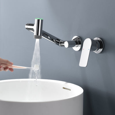 Metora Single-Handle Wall Mount Bathroom Faucet with Temperature Display-BFWM2401