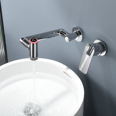 Metora Single-Handle Wall Mount Bathroom Faucet with Temperature Display-BFWM2401