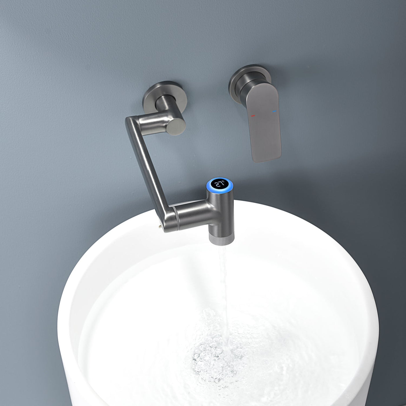 Metora Single-Handle Wall Mount Bathroom Faucet with Temperature Display-BFWM2401