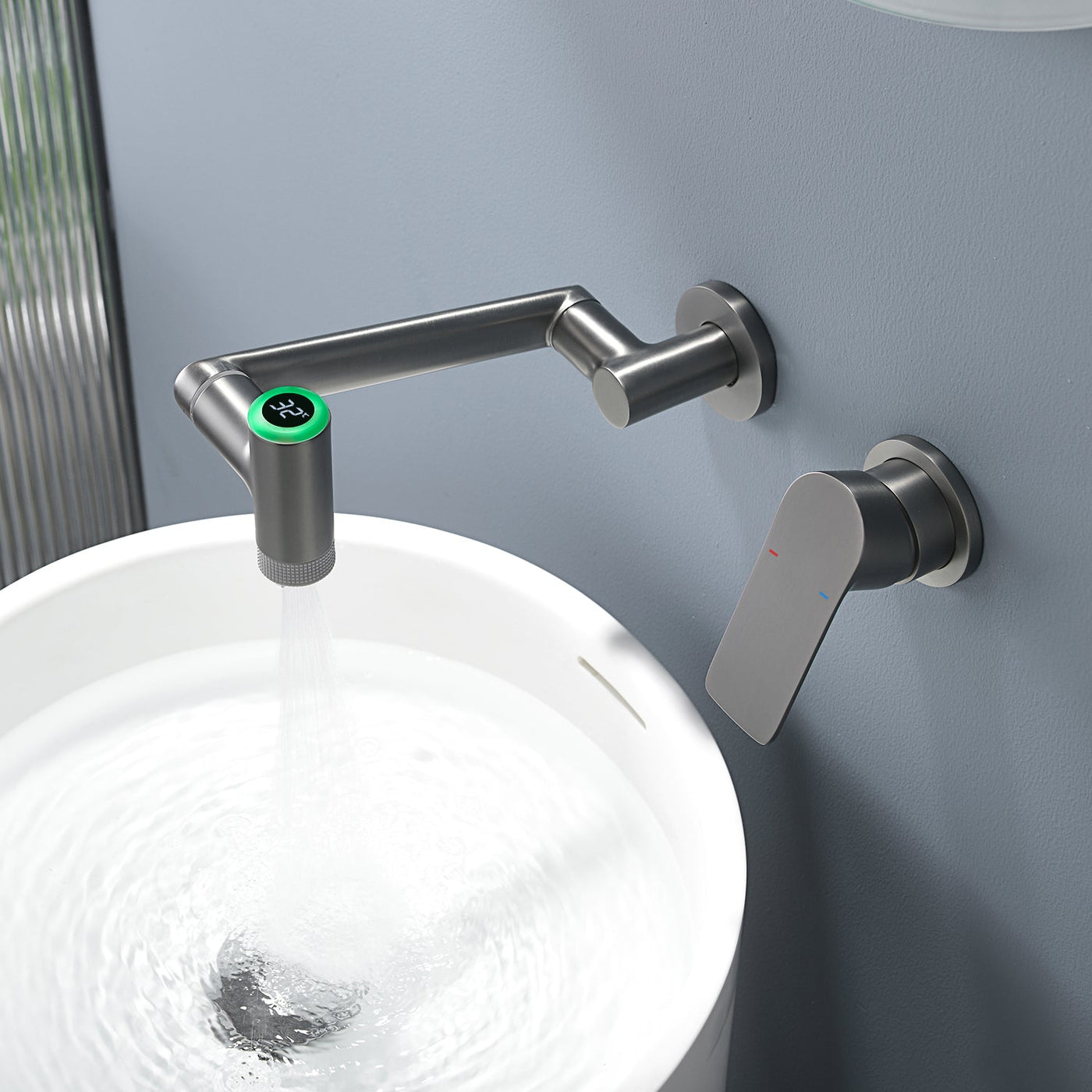 Metora Single-Handle Wall Mount Bathroom Faucet with Temperature Display-BFWM2401