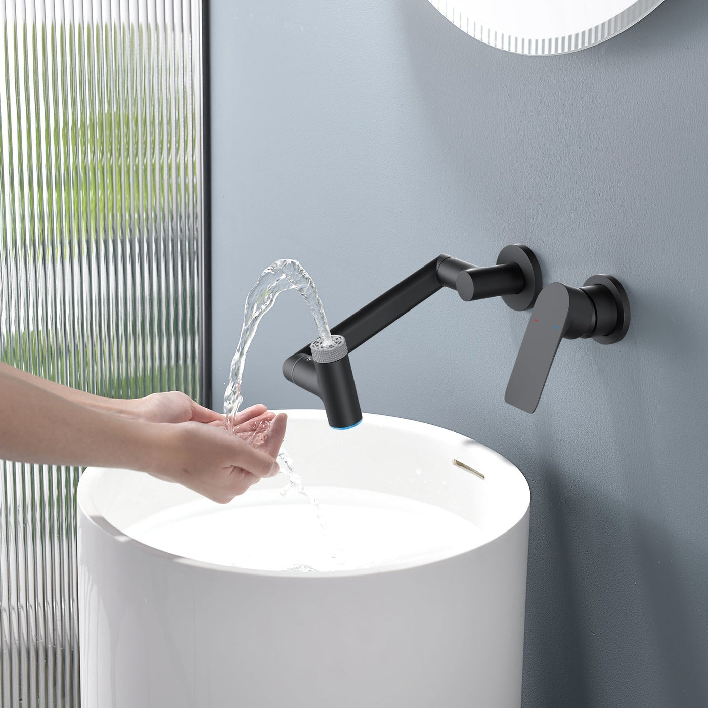 Metora Single-Handle Wall Mount Bathroom Faucet with Temperature Display-BFWM2401