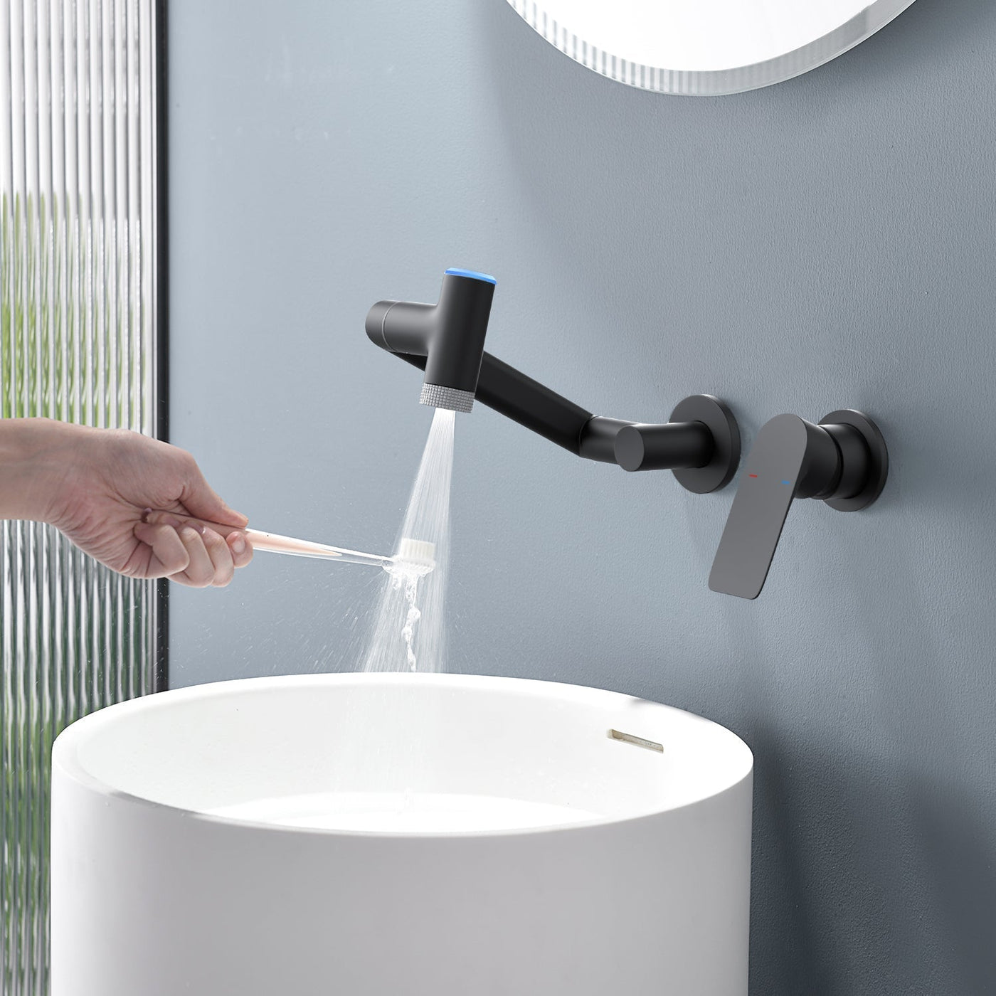 Metora Single-Handle Wall Mount Bathroom Faucet with Temperature Display-BFWM2401