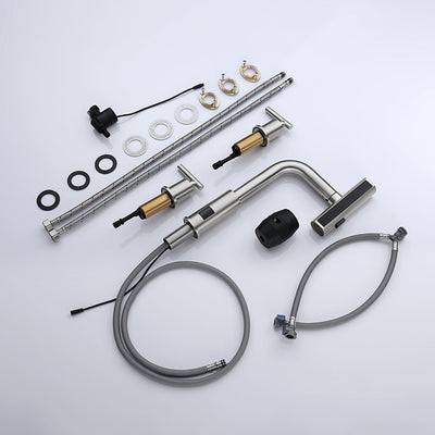 Metora Two-Handle Widespread Waterfall & Pull-Out Bathroom Faucet with Temperature Display-BFWS2401