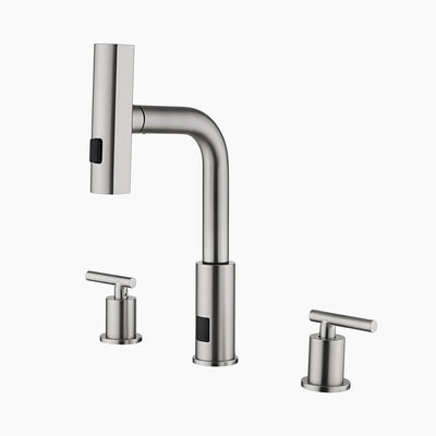 Recertified-Metora Two-Handle Widespread Waterfall & Pull-Out Bathroom Faucet with Temperature Display-BFWS2401-US
