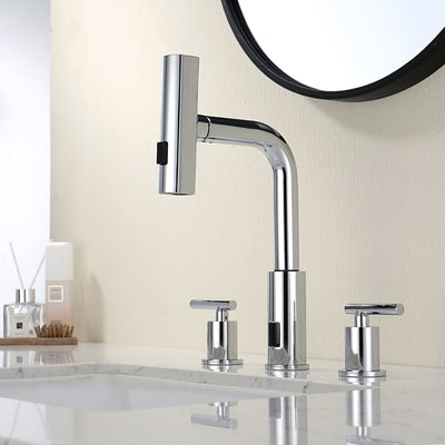 Recertified-Metora Two-Handle Widespread Waterfall & Pull-Out Bathroom Faucet with Temperature Display-BFWS2401-US