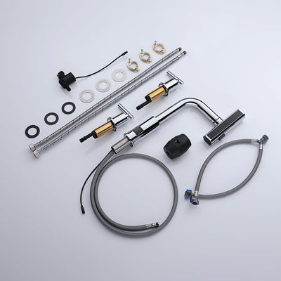 Recertified-Metora Two-Handle Widespread Waterfall & Pull-Out Bathroom Faucet with Temperature Display-BFWS2401-US