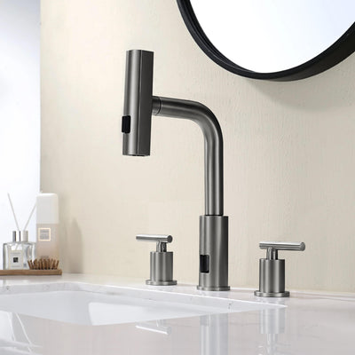 Metora Two-Handle Widespread Waterfall & Pull-Out Bathroom Faucet with Temperature Display-BFWS2401