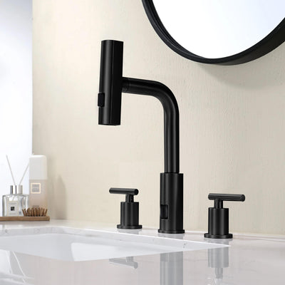 Recertified-Metora Two-Handle Widespread Waterfall & Pull-Out Bathroom Faucet with Temperature Display-BFWS2401-US
