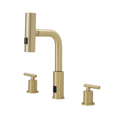 Recertified-Metora Two-Handle Widespread Waterfall & Pull-Out Bathroom Faucet with Temperature Display-BFWS2401-US