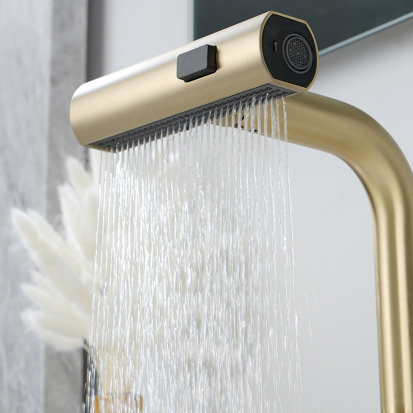 Recertified-Metora Two-Handle Widespread Waterfall & Pull-Out Bathroom Faucet with Temperature Display-BFWS2401-US