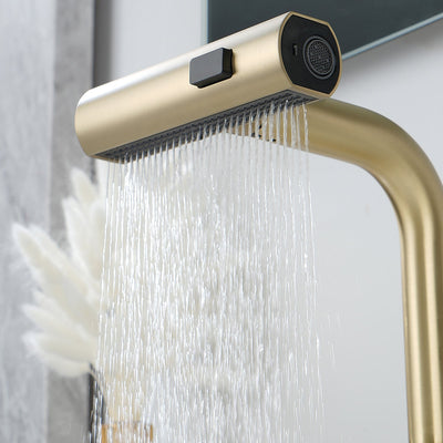 Metora Two-Handle Widespread Waterfall & Pull-Out Bathroom Faucet with Temperature Display-BFWS2401