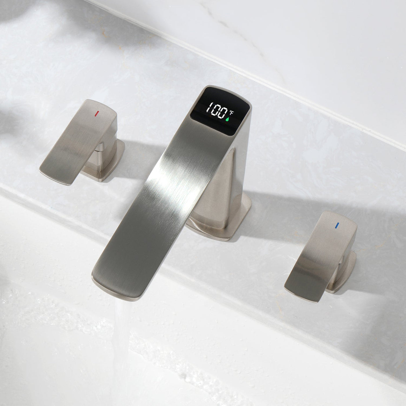 Metora Widespread 2-handle Bathroom Faucet with Temperature Display-BFWS2402