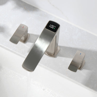 Metora Widespread 2-handle Bathroom Faucet with Temperature Display-BFWS2402