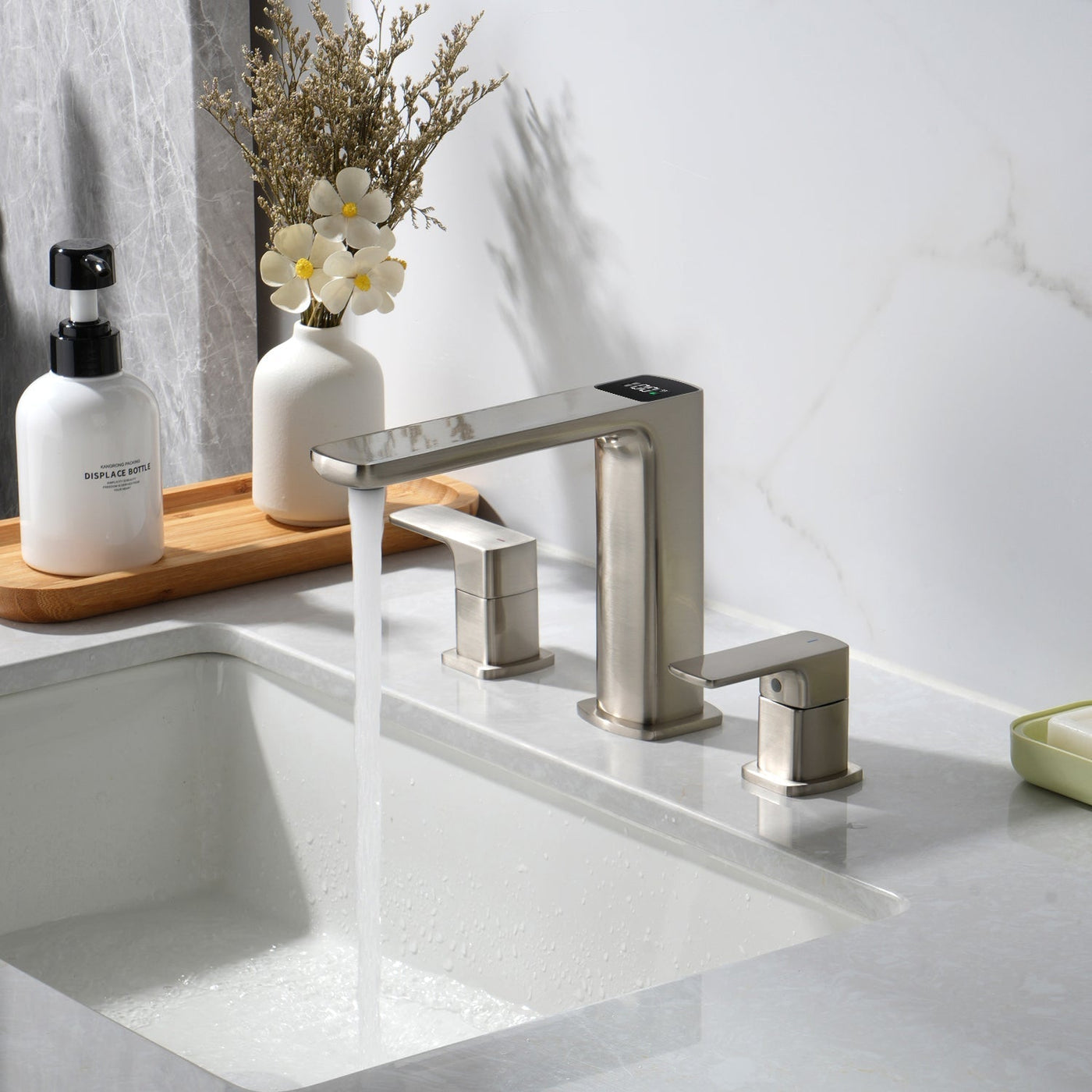 Metora Widespread 2-handle Bathroom Faucet with Temperature Display-BFWS2402