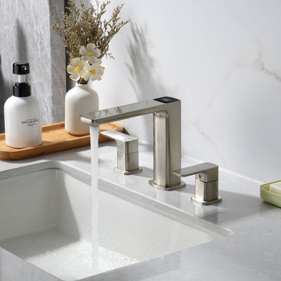 Metora Widespread 2-handle Bathroom Faucet with Temperature Display-BFWS2402