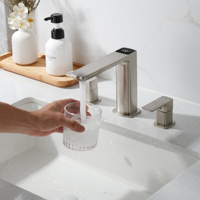 Metora Widespread 2-handle Bathroom Faucet with Temperature Display-BFWS2402