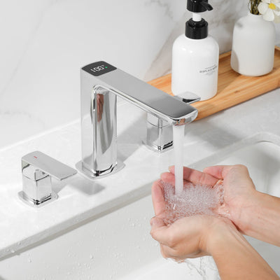 Metora Widespread 2-handle Bathroom Faucet with Temperature Display-BFWS2402