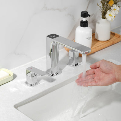 Metora Widespread 2-handle Bathroom Faucet with Temperature Display-BFWS2402