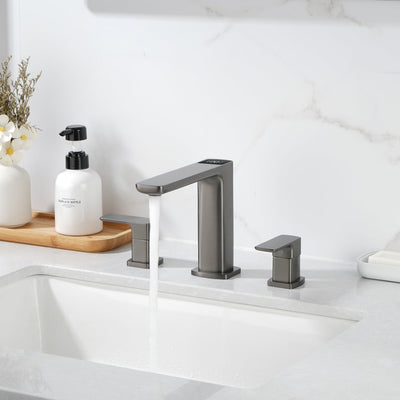 Metora Widespread 2-handle Bathroom Faucet with Temperature Display-BFWS2402
